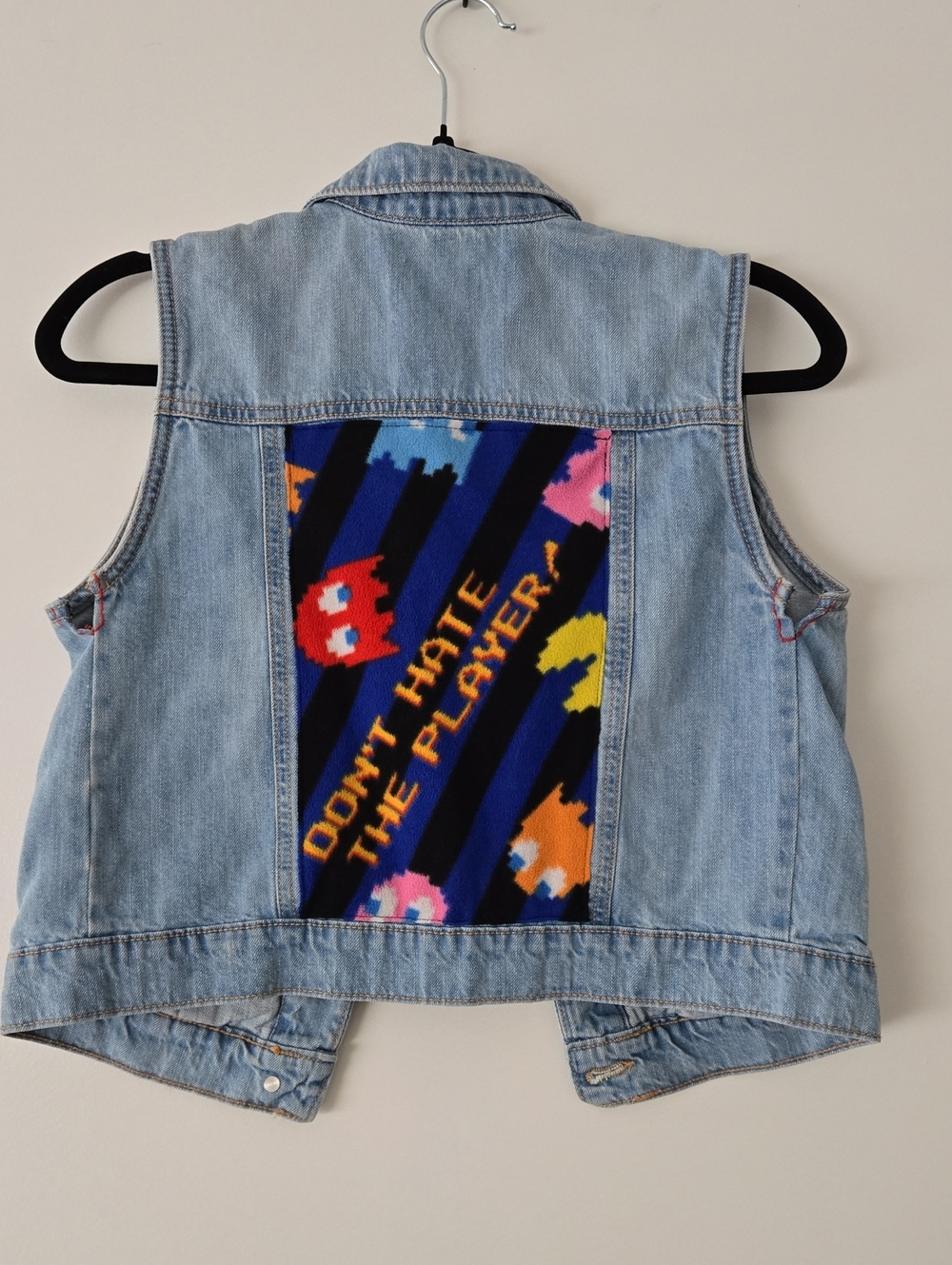 Light Blue Denim Vest with Gaming Patch